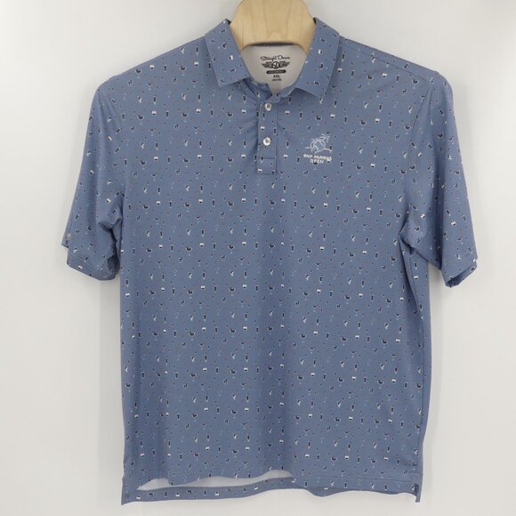 Straight Down Performance Men's XXL Polo Shirt Cocktail Print AOP - Picture 2 of 6